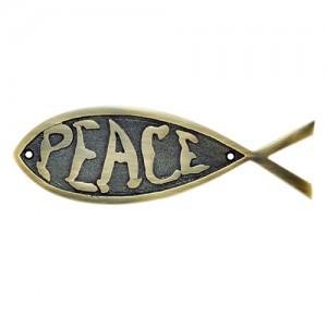 "Peace" Brass Fish Door Sign 